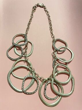 👑 Premier Designs Silver Tone Rhinestone Necklace #9281